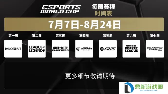 EWC电竞世界杯赛程公布：7月7开始，鏖战七周！