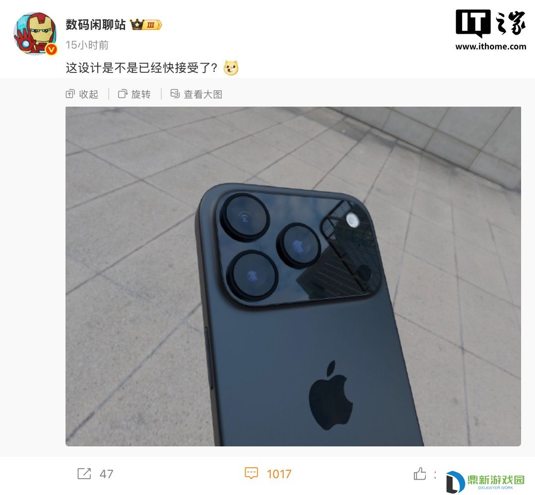 苹果 iPhone 17 Pro 系列新机模渲染曝光，直观展示后置“横向大矩阵”摄像头模组设计