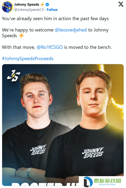 详细阅读:Johnny Speeds官宣引进Svedjehed;Ro1f遭下放 Johnny Speeds官宣引进Svedjehed;Ro1f遭下放