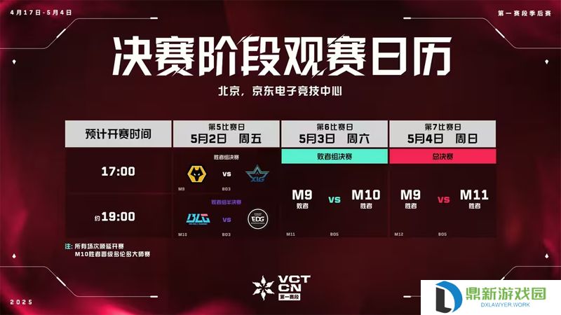 决赛阶段观赛日历 // 2025 VCT CN 联赛 第一赛段 季后赛